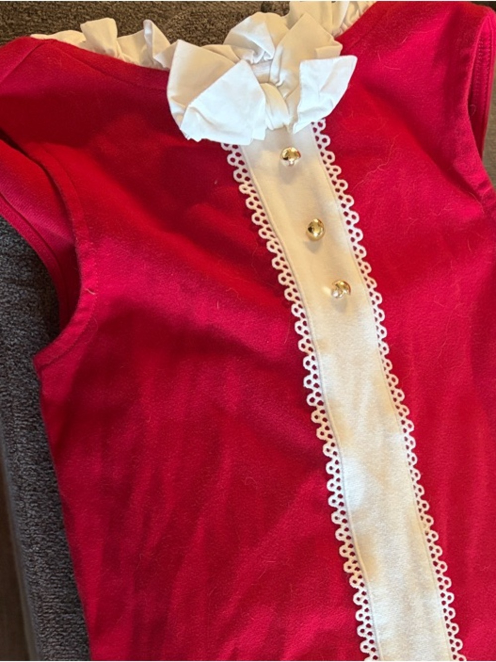 Janie and Jack Red Knit Dress with White Ruffle Placket